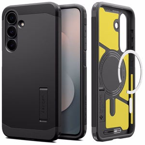 Spigen Tough Armor Mag MagSafe Case for Samsung Galaxy S25 FE - Black and Yellow