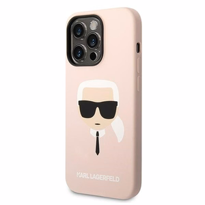 Karl Lagerfeld KLHMP14LSLKHLP iPhone 14 Pro 6.1 kovakuori vaalea vaaleanpunainen / vaalea vaaleanpunainen Silicone Karl's Head Magsafe