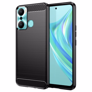 Carbon Case joustava silikoninen hiilikuitusuojakuori Infinix Hot 20 Play:lle musta
