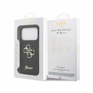 Case Guess PU Fixed Glitter 4G Metal Logo Apple iPhone 18 Pro black