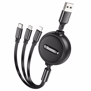 Hoco 3-in-1 Kaapeli USB-A - Lightning / Micro USB / USB-C 2A 1m X75 Musta