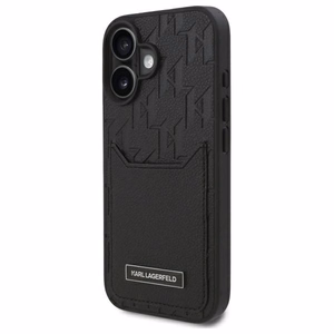 Karl Lagerfeld Cardslots Monogram iPhone 16 Suojakuori - Musta