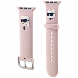 Karl Lagerfeld Apple Watch 42/44/45/49mm Vaaleanpunainen Hihna 3D Kumi Karl & Choupette