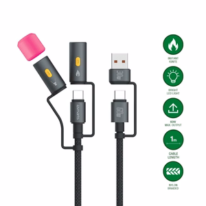 4in1 USB-C kaapeliasetti Explorer 60W 1m musta