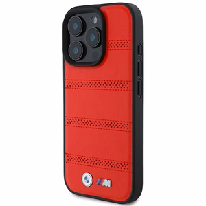 BMW M Perforated And Stitched Line MagSafe Suojakuori iPhone 16 Pro:lle - punainen