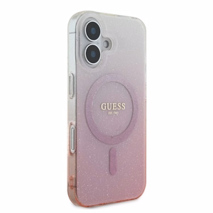 Guess IML Glitter Gradient MagSafe iPhone 16 Suojakuori - Vaaleanpunainen
