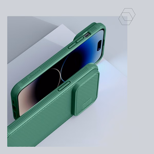 Nillkin CamShield S suojakuori iPhone 14 Pro Max:lle panssaroitu kuori kameransuojalla vihreä