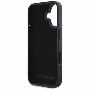 Karl Lagerfeld HC Grained PU Cardslot Metal Elong iPhone 16 Suojakuori - Musta