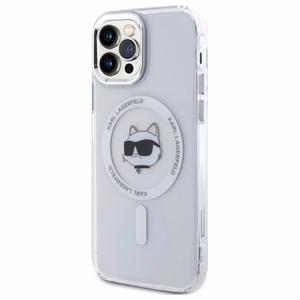 Karl Lagerfeld IML Metal Choupette Head MagSafe iPhone 12 Suojakuori - valkoinen