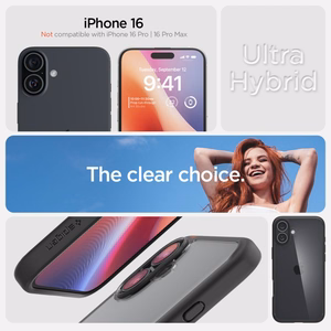 Spigen Ultra Hybrid Suojakuori iPhone 16 6,1 mattamusta