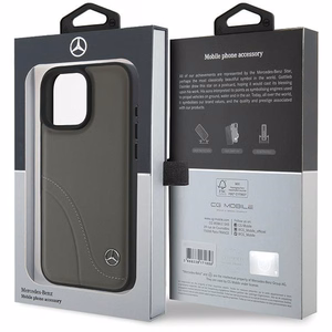 Mercedes MB Curved Stitches Nahkainen Suojakuori iPhone 16 Pro Max:lle - Ruskea