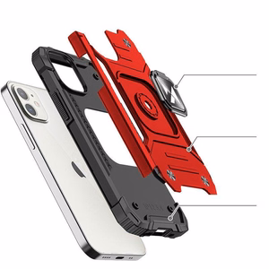 Wozinsky Ring Armor tapauksessa iPhone 14 panssaroitu kansi magneettinen haltija rengas punainen