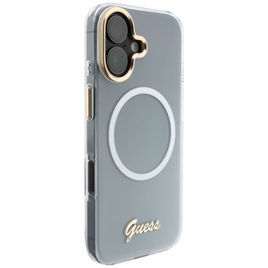 Guess IML Gradient Script Metal MagSafe Suojakuori iPhone 17:lle - Valkoinen