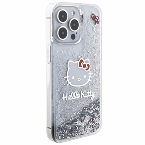 Hello Kitty Liquid Glitter Charms Kitty Head Suojakuori iPhone 15 Pro Max:lle - hopeinen