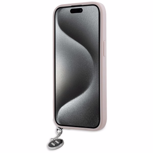 Karl Lagerfeld Saffiano Rhinestones & Charm Suojakuori iPhone 15 / 14 / 13:lle - vaaleanpunainen