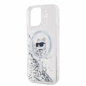 Karl Lagerfeld Liquid Glitter Choupette Head MagSafe suojakuori iPhone 12 / 12 Pro:lle - läpinäkyvä