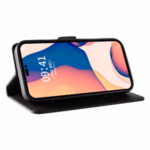 Nahkainen Book Suojakuori iPhone 16 Pro Maxille - Musta
