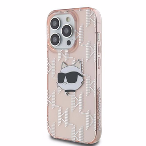 Karl Lagerfeld IML Choupette Head & Monogram suojakuori iPhone 13 Pro / 13:lle - vaaleanpunainen