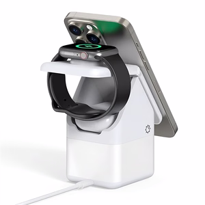 Duzzona W20 15W 4-in-1 langaton laturi iPhone/AirPods/Apple Watch yhteensopiva yölampulla - valkoinen