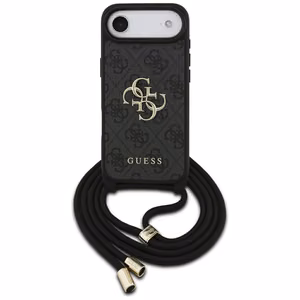 Guess 4G Big Logo Cord Strap Crossbody Suojakuori iPhone Air:lle - Musta