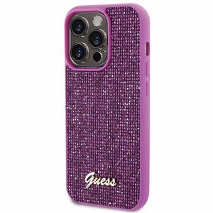 Guess Disco Metal Script Suojakuori iPhone 15 Pro:lle - vaaleanpunainen