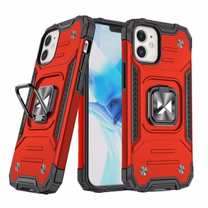 Wozinsky Ring Armor tapauksessa iPhone 14 panssaroitu kansi magneettinen haltija rengas punainen