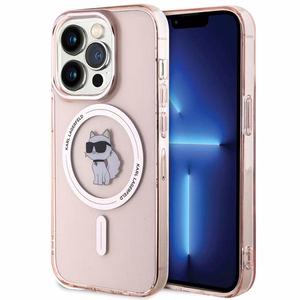 Karl Lagerfeld IML Choupette MagSafe Suojakuori iPhone 15 Pro:lle - vaaleanpunainen