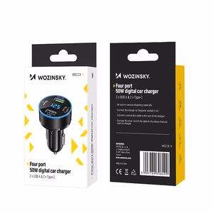 Wozinsky WDCCB auton Laturi näytöllä 50W 2xUSB-C / 2xUSB-A - musta