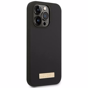 Guess GUHMP14LSBPLK iPhone 14 Pro 6.1" musta/musta kova kotelo Silikoni logo levy MagSafe