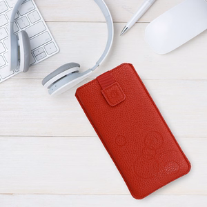 WONDER Deko Pouch Suojakuori (Koko XXL) Samsung S25 Ultra/S24 Ultra/M35/M23/A16 5G/Xiaomi Redmi 14C:lle punainen