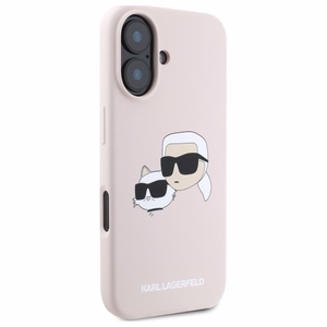 Karl Lagerfeld Silikoninen Nauble Heads Print MagSafe Suojakuori iPhone 16:lle - Vaaleanpunainen