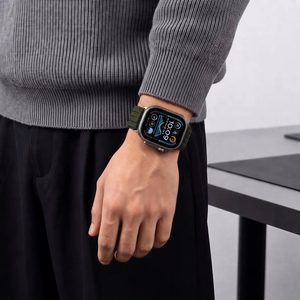 Tech-Protect Nylon Sport nailoninen urheiluranneke Apple Watch 44 / 45 / 46 / 49 mm -malleille, tummanvihreä