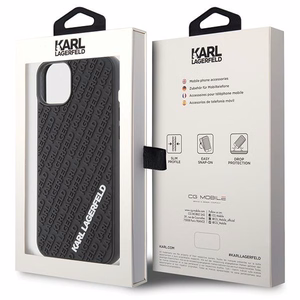 Karl Lagerfeld 3D Rubber Multi Logo Suojakuori iPhone 15 Plus:lle - musta