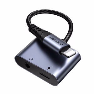 Joyroom SY-L01 Lightning - Lightning / 3,5 mm minijack DAC-sovitin 2in1 - musta