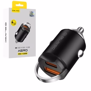 Blavec autolaturi BS-02B Aero – USB + Type C – QC 3.0 18W PD 30W (CCBS02BA-UCB) musta