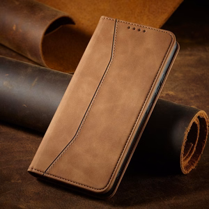 Magnet Fancy Suojakuori Samsung Galaxy S23+:lle lompakkokotelo jalustalla ruskea