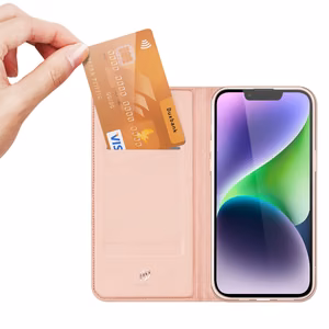 Dux Ducis Skin Pro -lompakkokuori iPhone 15 Plus:lle - vaaleanpunainen