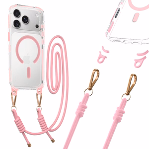 Tel Protect Strap Clear Suojakuori iPhone 17 Pro Max:lle vaaleanpunainen