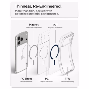 Spigen Ultra Hybrid MagSafe -suojakuori iPhone 18 Pro Max / 17 Pro Max -malleille, läpinäkyvä tummansininen