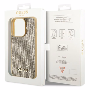 Guess Disco Metal Script Suojakuori iPhone 15 Pro:lle - kultainen