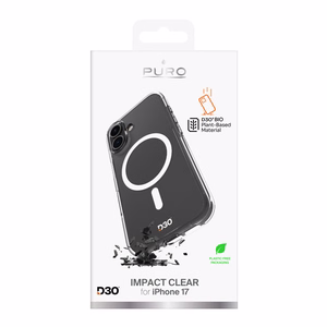 Puro Impact Clear D3O TPU+PC MagSafe-yhteensopiva suojakuori iPhone 17:lle - läpinäkyvä