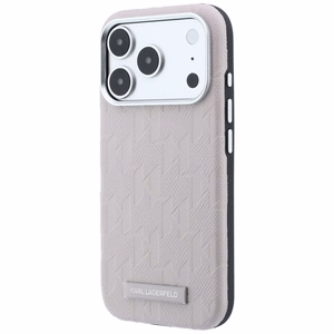 Karl Lagerfeld Grained Mono Resin Logo MagSafe suojakuori mallille iPhone 17 Pro Max / 18 Pro Max – väri: vaaleanpunainen