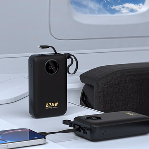 Dudao K14+ varavirtalähde 20000mAh 22.5W USB-C / USB-A / sisäänrakennetut Lightning- ja USB-C-kaapelit - musta