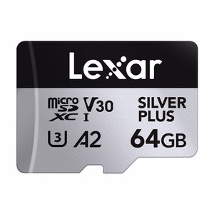 Lexar High-Performance Silver Plus microSDXC -muistikortti, 64 Gt + sovitin