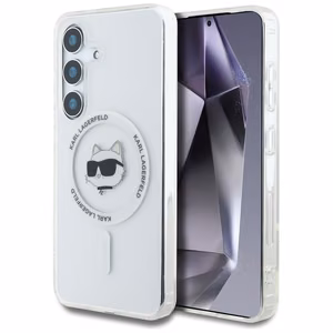 Karl Lagerfeld Suojakuori Samsung S25 Pluslle KLHMS25MHLSCHH (Magneettinen IML Metal Choupette Head) Valkoinen