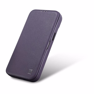 iCarer CE Premium Nahka Folio Case iPhone 14 Plus Magneettinen Flip Nahka Folio Case MagSafe Tumman violetti (WMI14220715-DP)