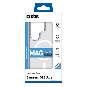 SBS Cover Light Mag suojakuori Samsung Galaxy S26 Ultra:lle yhteensopiva MagSafen kanssa - läpinäkyvä
