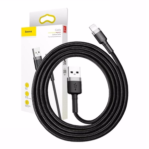 Baseus Cafule USB Lightning kaapeli 2.4A 0.5m harmaa+musta