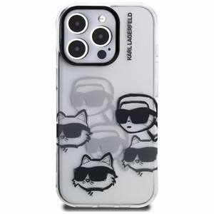 Karl Lagerfeld IML Multi K&C Head -kuvioinen suojakuori iPhone 16 Pro Max - läpinäkyvä