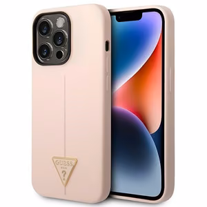 Guess GUHCP14LSLTGP iPhone 14 Pro 6.1" vaaleanpunainen/vaaleanpunainen kovakotelo Silikoni kolmio Silikoni kolmio